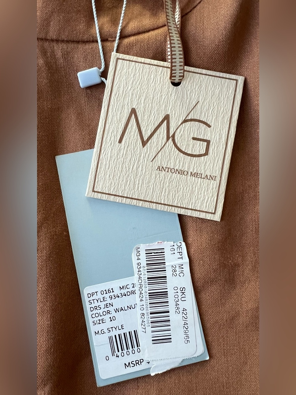 NWT Antonio Melani x M.G. Style Jen Maxi Dress Size 10 Walnut Linen Blend - Picture 10 of 13